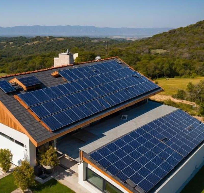 Maison moderne équipée d'une installation solaire autonome